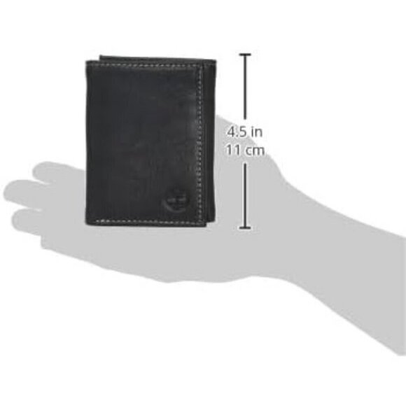 Men's Genuine Leather Black Rfid Blocking Trifold Wallet One Size - Picture 8 of 8